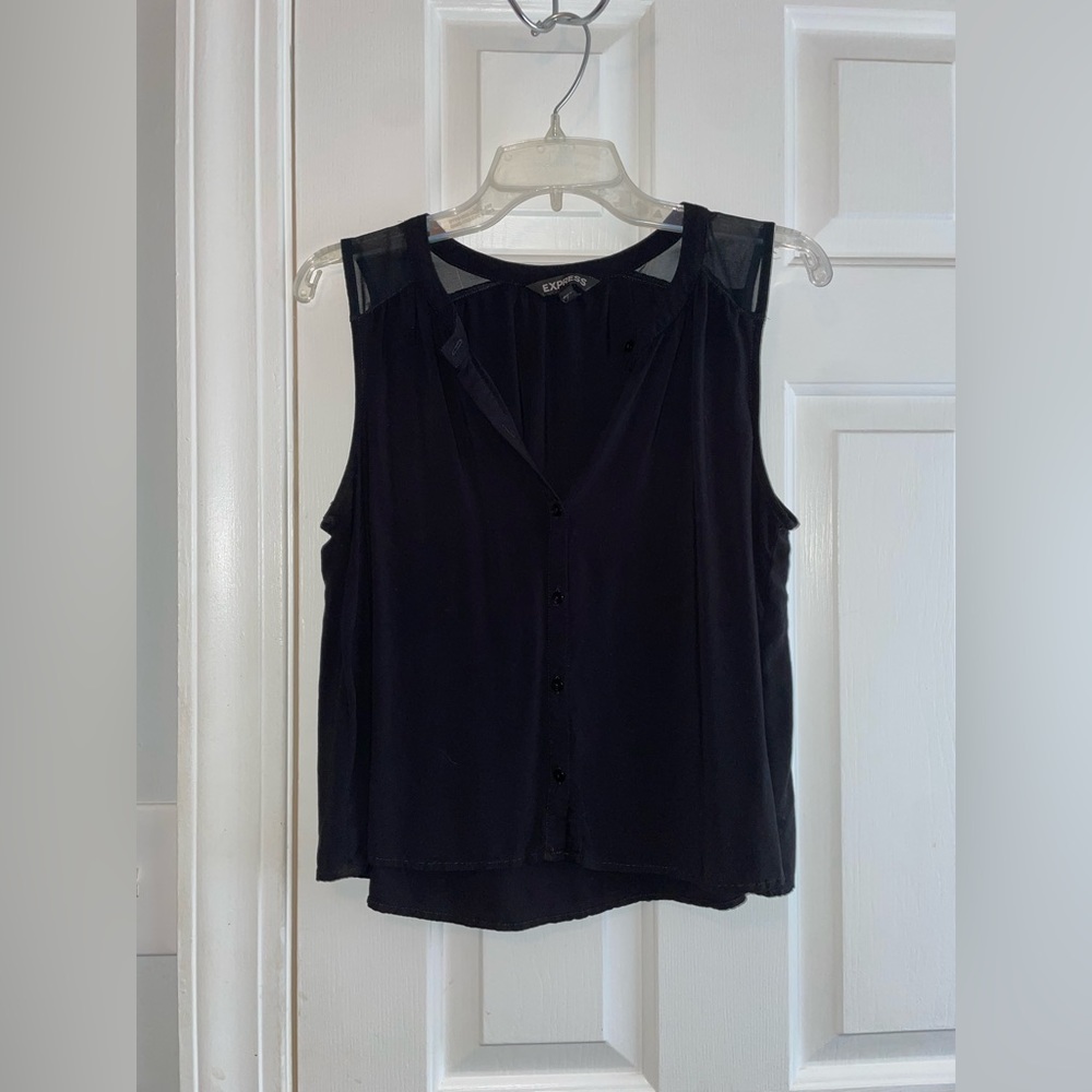 EXPRESS Black Cropped Blouse Button up